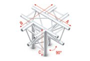 MILOS Pro-30 Square P Truss - Cross + Down 5-way - 50 cm P (Milos Ø 29,8 mm compatible) ACB53sp - 90° corner - silver - P
