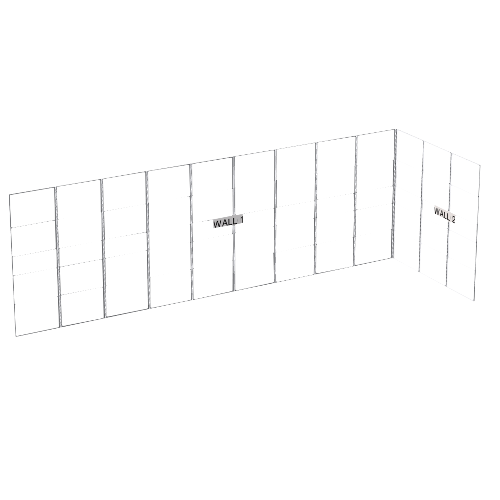 WENTEX SET Frame - L-Shape SET Including Support 904,5cm Set completo per struttura modulare a L da 9 x 3 x 3 m