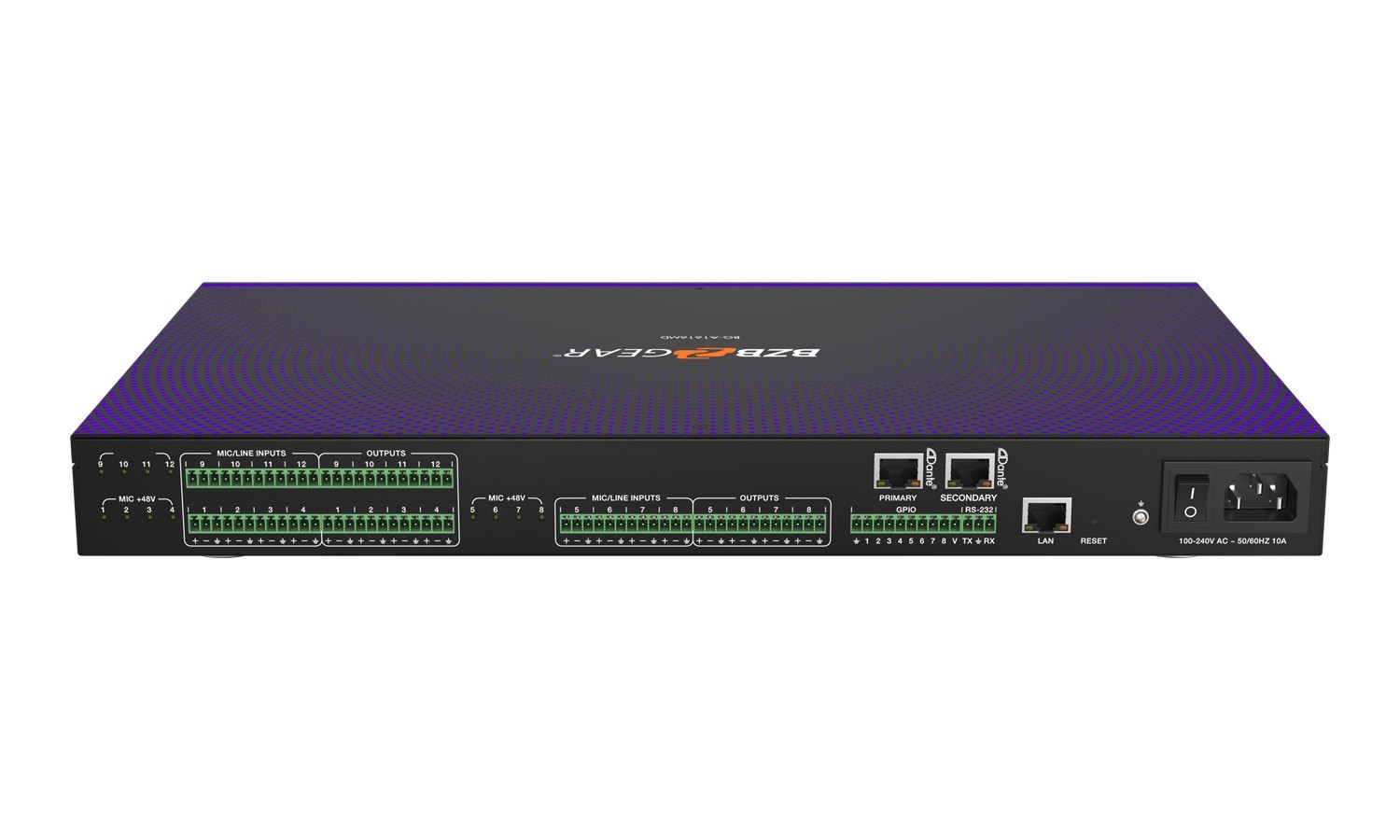 Bzbgear BG-A1616MD 16x16 audio dsp con 4 dante in/out4 dante in out