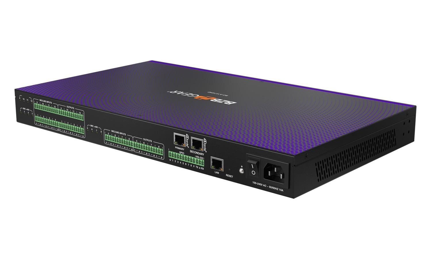 Bzbgear BG-A1616MD 16x16 audio dsp con 4 dante in/out4 dante in out