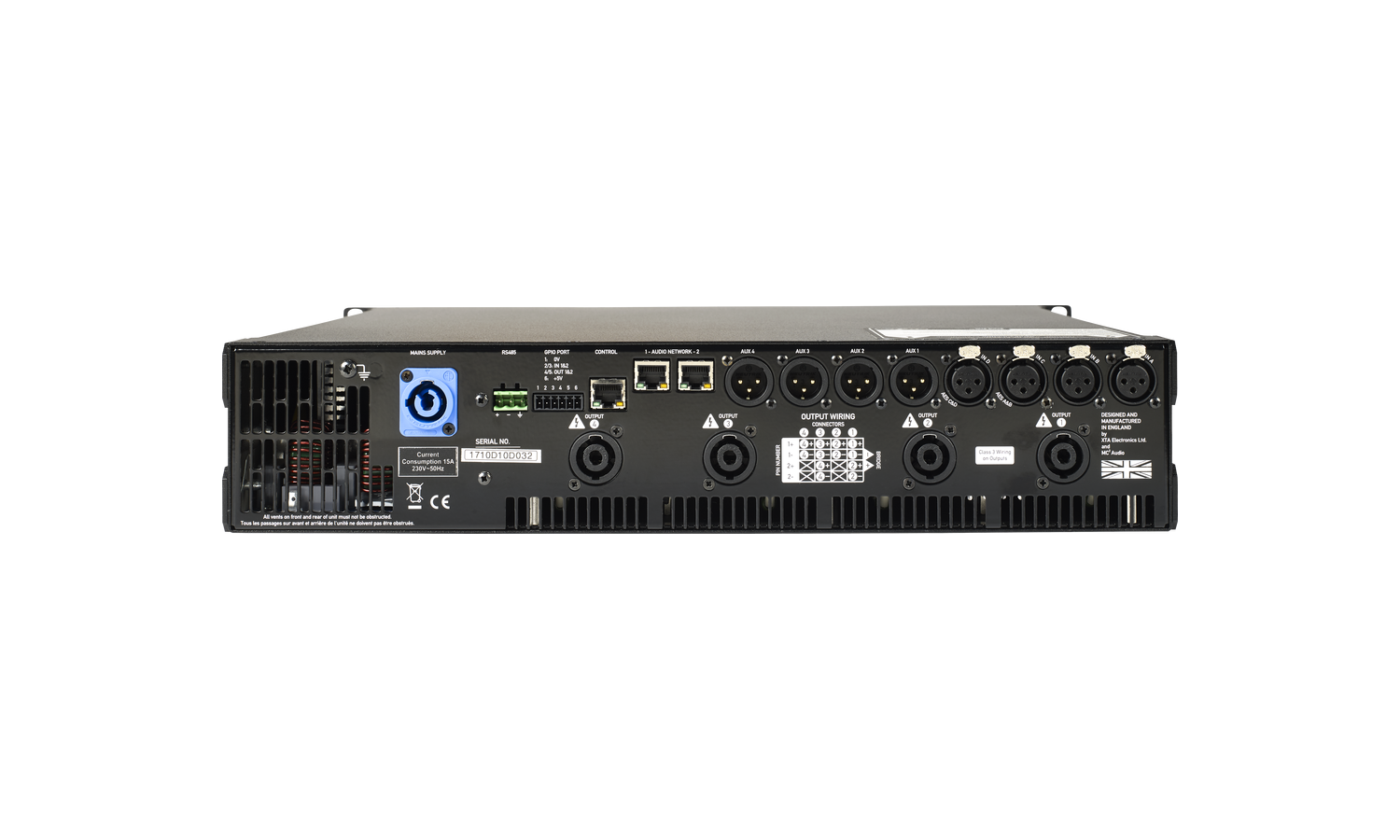 Das DX-80I-230 Ampli 4 canali in classe d - dsp e dante4in/4out, 2000w @ 4 ohm 230v