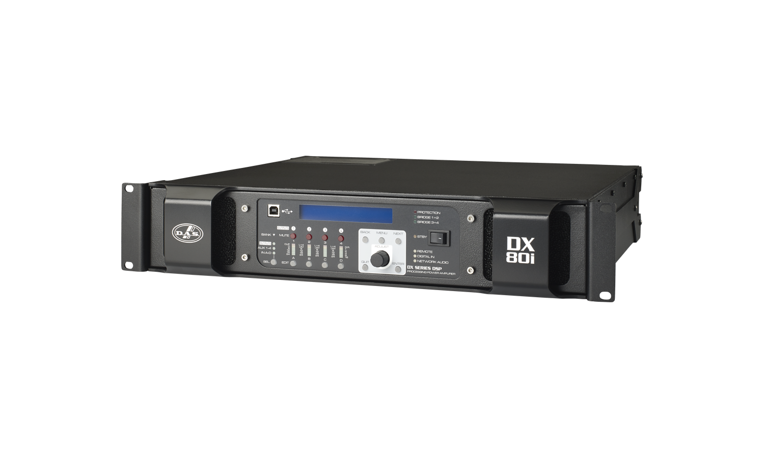 Das DX-80I-230 Ampli 4 canali in classe d - dsp e dante4in/4out, 2000w @ 4 ohm 230v