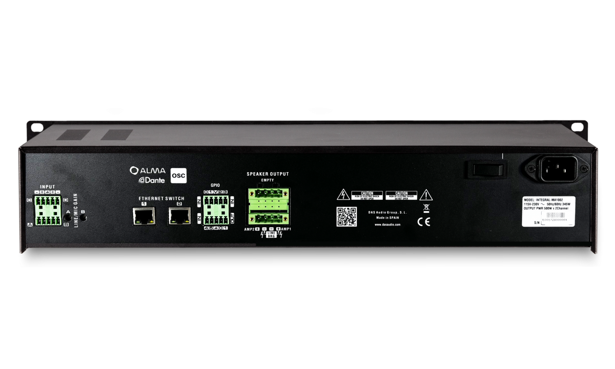 Das INTEGRAL-MA3004 Amplificatore matrice 2u, 4x 750w, 4ohm4in,4out(analog),4x4 i/o dante