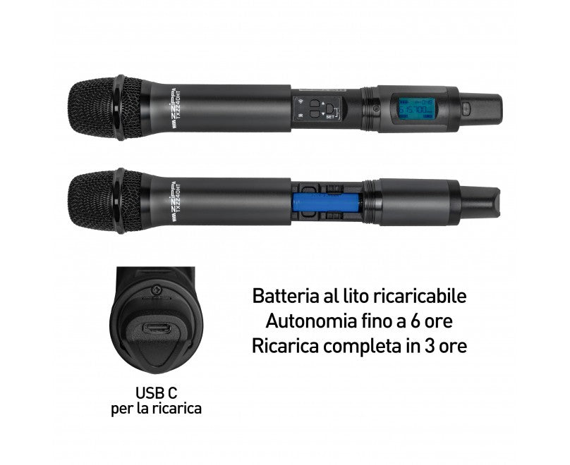 Zzipp TXZZ400 Set radiomicrofono uhf contrasmettitore palmare