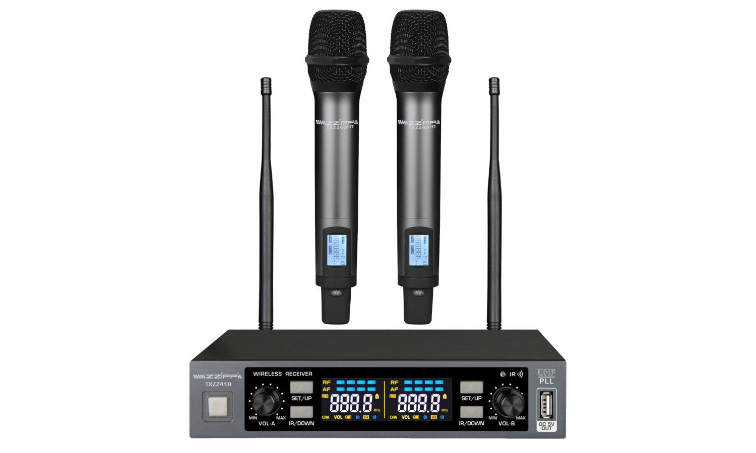 Zzipp TXZZ412 Set radiomicrofono uhf doppio con2 trasmettitori palmari