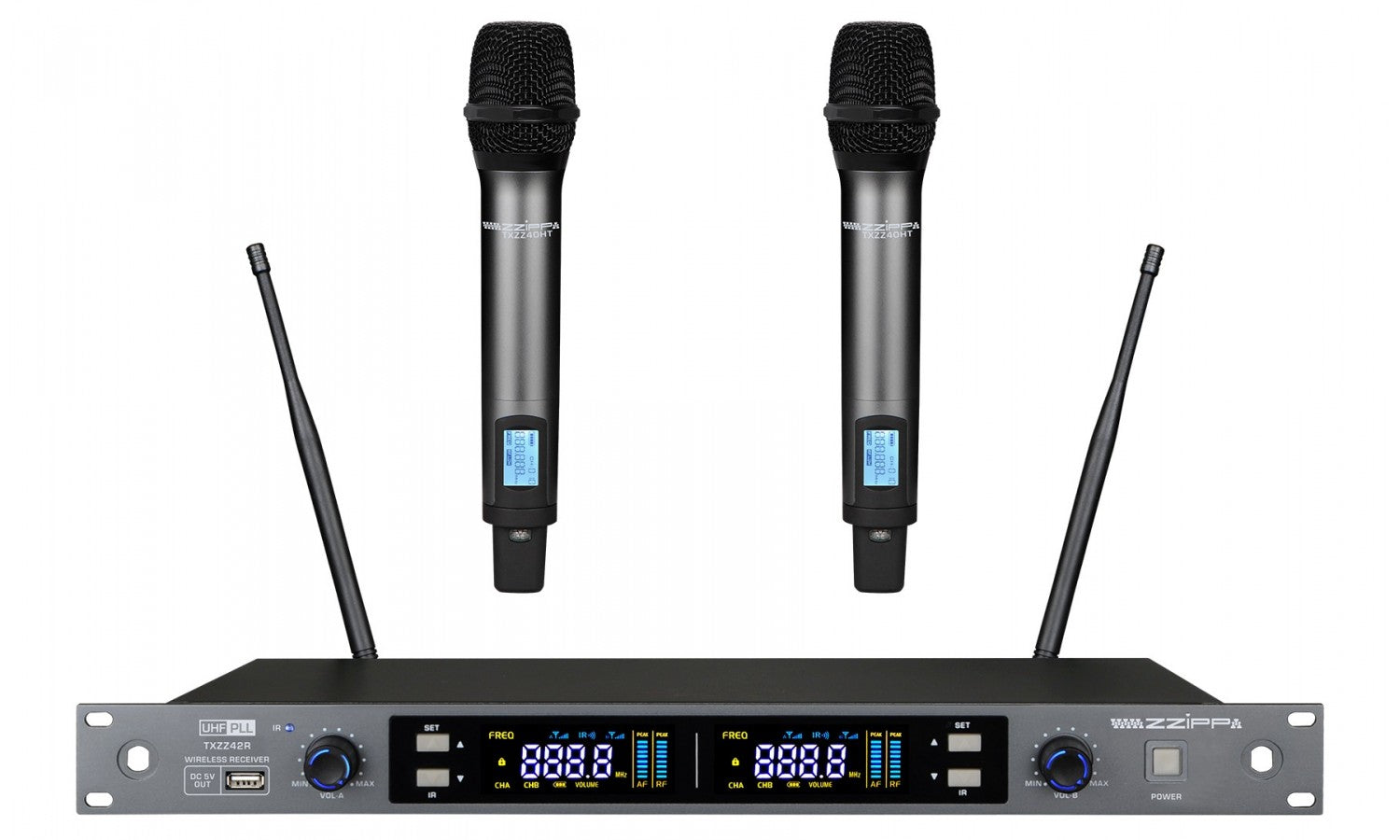 Zzipp TXZZ420 Set doppio radiomicrofono uhf con2 trasmettitori palmari