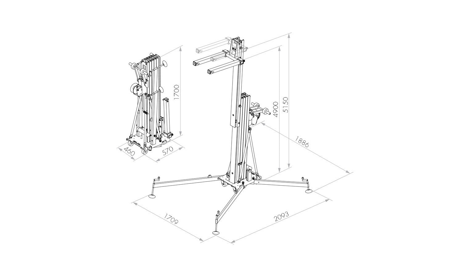 Guil ULK-400 Elevatore di carico. altezza massima: 5m portata massima 250 kg
