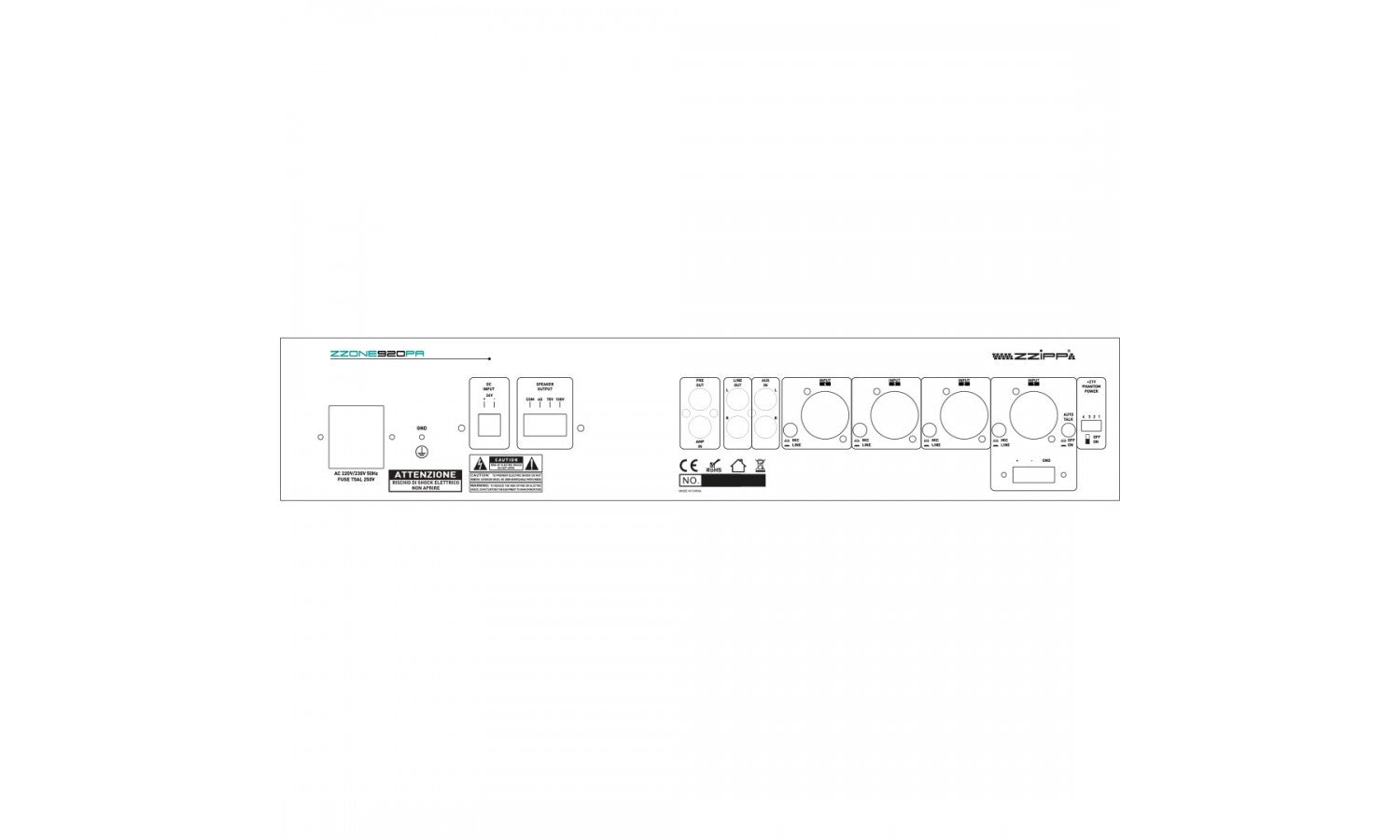 Zzone ZZONE920PA Mixer ampli 100v 120w 4 ingressi