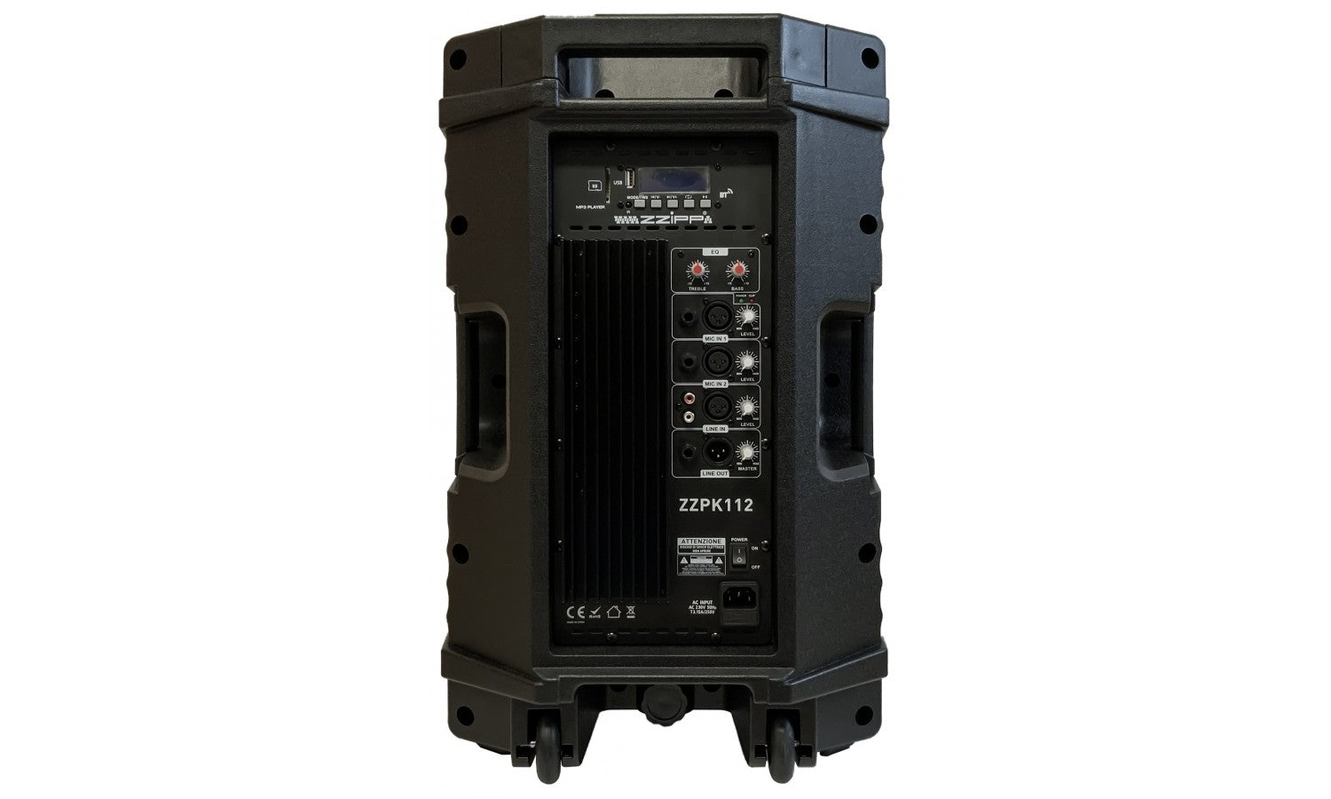 Zzipp ZZPK112 Cassa attiva da 12", con bluetooth e lettore mp3, pot. max 500w