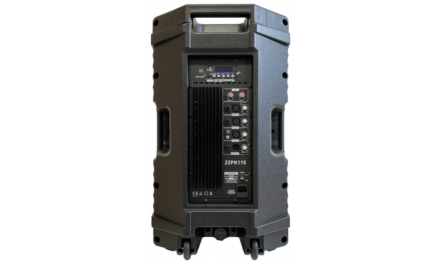 Zzipp ZZPK115 Cassa attiva da 15", con bluetooth e lettore mp3, pot. max 600w